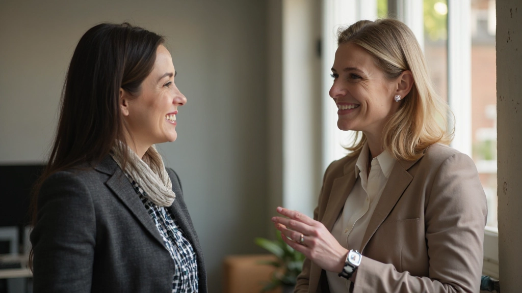 Mentor coacht professionele vrouw in een modern kantoor met vertrouwen en aandacht